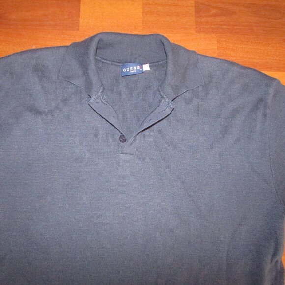 GUESS? Jeans Dark Blue Polo Sweater - Large - Picture 3 of 9